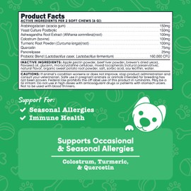 Nutricost Pets Seasonal Alergy Health Supplement Soft Chews for Dogs (Beef Flavored) 60 Soft Chews - Supports Occasional & Seasonal Allergies