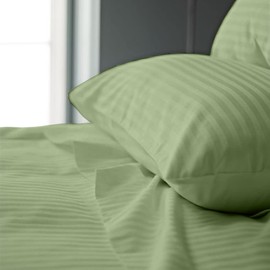 Giza-Egyptian-Dreams-Set-My-Sheet-&-Pillow, 100% Giza Egyptian 1000 Thread Count Cotton, 12"-15" Deep Pockets |Full, Sage Stripe Color| 4-PC Sheet Set, Soft Breathable Bedsheets