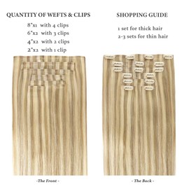 HOTBANANA Seamless Clip in Hair Extensions Light Blonde Highlighted Golden Blonde(Ash Tone) 20in 150g 7pcs Clip in Remy Human Hair Extensions Straight Hair Invisible PU Skin Weft