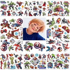 Children's Tattoo, 8 Sheets Superhero Temporary Tattoo Sticker Set, Waterproof Children's Tattoos Stickers, Children's Stickers for Girls and Boys, Birthday Gifts, Party Bags