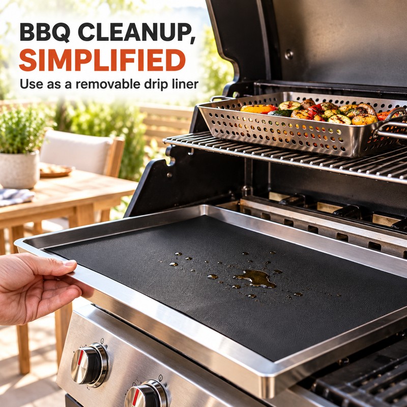 Reusable Nonstick Oven Liner Mat, PTFE Fiberglass Heat Resistant Protector