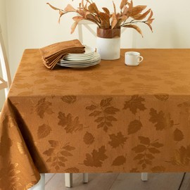 Benson Mills Harvest Legacy Damask Fabric Table Cloth Fall, Harvest, and Thanksgiving Tablecloth (Amber-Bronze, 60" x 140" Rectangular)