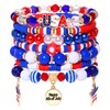 BSJELL 7 Pack 4th of July Beaded Bracelet Stackable Red