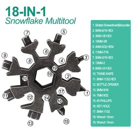 18-in-1 Stainless Steel Snowflake Multi-Tool, Snowflakes Multifunctional Tool, Compact and Portable Snowflake Tool for Outdoor Adventure Camping, Gifts for Men, Dad, Man