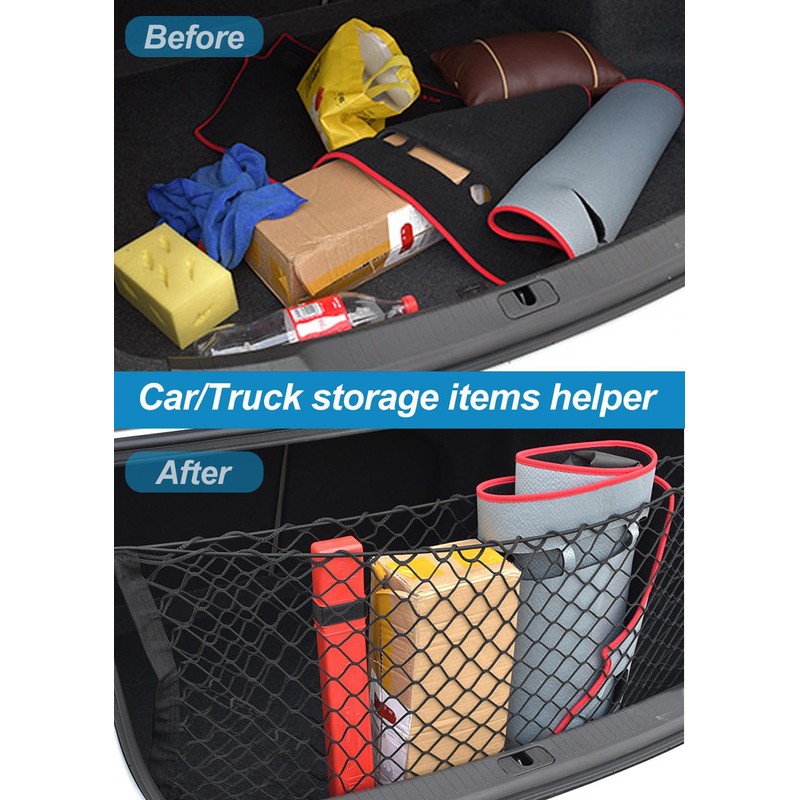 Car Rear Cargo Net, Adjustable Elastic Storage Organizer Net, Trunk