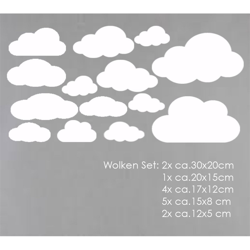 MacDecal.de Clouds Set of 16 Large Cloud Wall Stickers, Wall