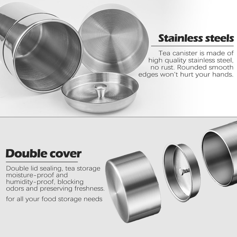 ZJIVQO Tea Tin Canister, Storage Cup, Stainless Steel Storage Container