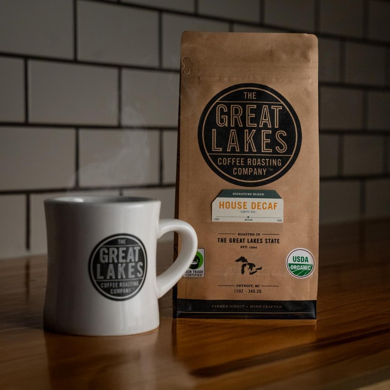 Great Lakes Medium Roast Ground Coffee, Organic Decaf, 12 Ounces