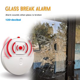 Glasbruchalarm mit lautem 120dB Alarm, Glasbruchmelder Fensteralarm Drahtloser Fenstervibrationssensor, Geeignet für Sicherheit und Diebstahlschutz für Familien, Kinder, Hotels (8 Stück)