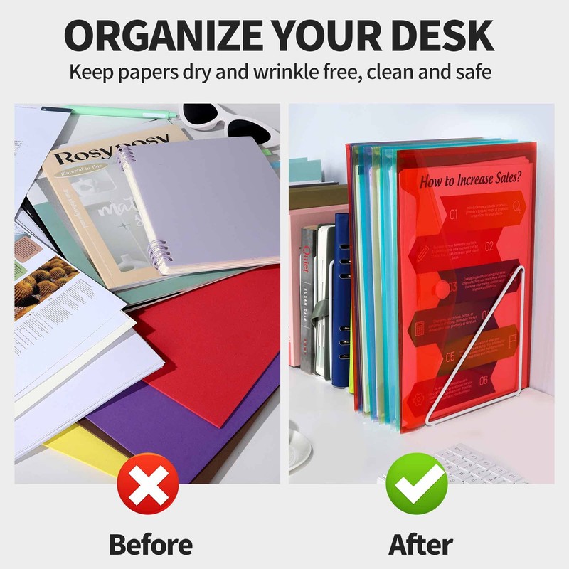 LEOBRO Plastic File Folders for Documents, 20 Pack Plastic Envelopes,