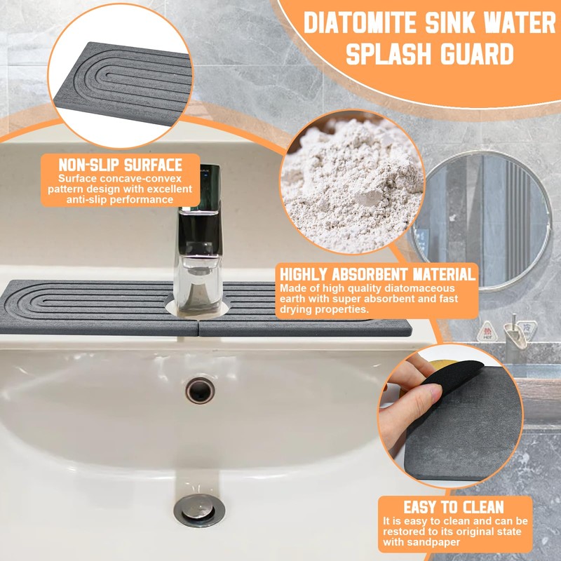 YBCCBY Dish Drying Mat Sink Diatomaceous Earth Mat Tap Splash