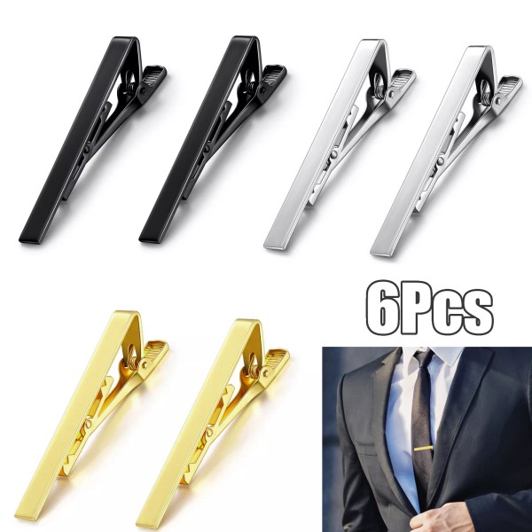 RedTagTown 6PCS Men Copper Tie Clips Necktie Bar Clasp Clamp