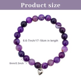 XIACIBDUS Purple Agate Beads Bracelet, Chakra Bracelet, PowerBead Stretch Bead Bracelet, 8 mm, Natural Stone Bracelet, Agate Bracelet, Flex Bracelet Made of Gemstone Beads, Stone