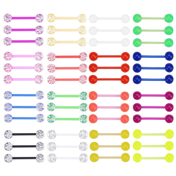Tongue Piercing Set, 1.6 mm, 14G Tongue Piercing, Plastic, Reusable,