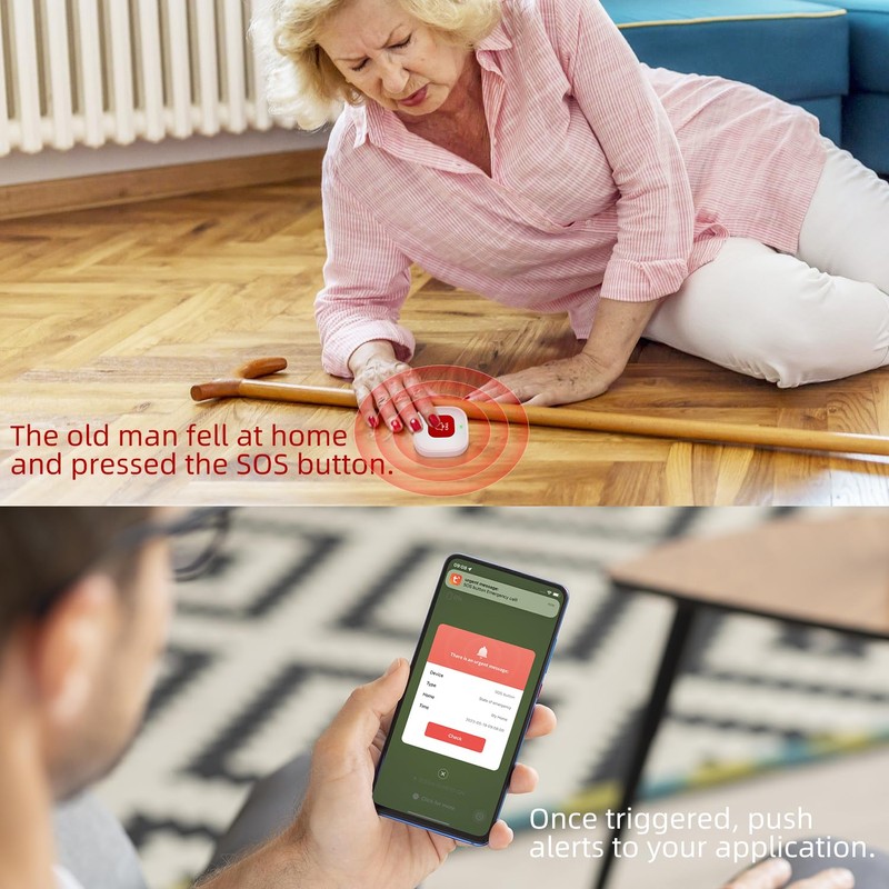 WiFi Caregiver Call Button for Elderly at Home w App