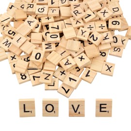 Wooden Letters Set, 200 Pieces Tile Letters Game, A to Z Wooden Letters, Number 0-9 Wooden Numbers Letters, for Board Games, Wedding Frame, Wall Art, DIY