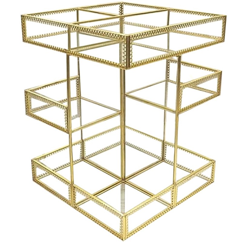 360 Degree Rotation Makeup Organizer Antique Countertop Cosmetic Storage Box
