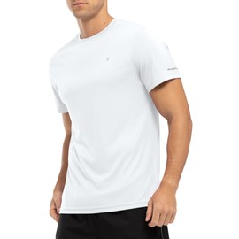 YSENTO Mens Rash Guards UV Swim Tops Rash Vest Quick Dry UPF 50+ Short Sleeve Running Sports Gym Tops(White,3XL)