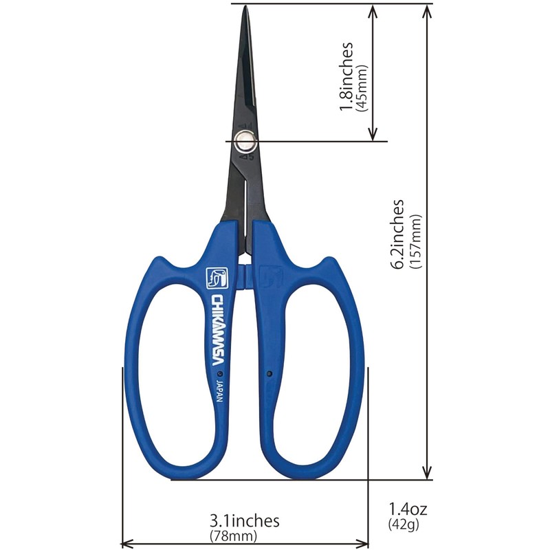 CHIKAMASA B-600SLUFB, The Precise Specialty Trimming Scissors, S/S L-Shape Blade,