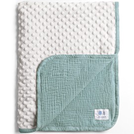 lulumoon Baby Blanket for Newborn Receiving: Minky Dot & Muslin Lightweight - Thermal Blanket Gift for Baby Shower & Hospital Welcoming 30"x40"（Sage）