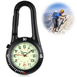 Nurse's Watch Emergency Service Accessories, Pocket Watch with Carabiner Nurse Watches Watch with Clip, Small + Pocket Watch Nurse Heart Rate Monitor Nurse for Cyclists Climbing Backpack, black,