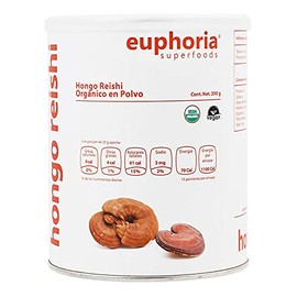 Euphoria Superfoods - Hongo Reishi Orgánico en Polvo - Ideal para Agregar a Bebidas y Preparar Infusiones - 300 Grs