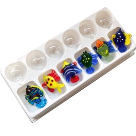 ZHU IN SY Fish Tank Ornaments Color Bubble Fish Miniature Hand Blown Tropical Fish Figurine Art Glass Sea Animals Collection,Set of 6 for Small and Medium Fish Tanks (1)