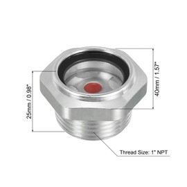 PATIKIL Air Compressor Oil Sight Glass, 1" NPT Male Thread Aluminum Alloy Oil Liquid Level Gauge Air Compressor Parts with O-Ring