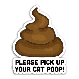 2 x 10cm Tall Cat Poop Vinyl Stickers - Pick Up Cats Poo Clean Funny Joke Gift Sticker #76525