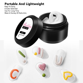 Asixxsix Gel de construcción sólido para uñas, Gel de extensión de uñas de 6 Colores, Gel de construcción sólido portátil no pegajoso para tallar salón de Arte de uñas, Uso doméstico