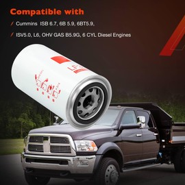 LF3972 Oil Filter Compatible With Cummins ISB 6.7, 6BT 5.9, ISV5.0, L6, OHV GAS Diesel Engines, fit for 1989-2015 Dodge Ram, Replace P558615, 5083285AA (3 Pack)