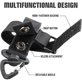 Tactical Gear Glove Holder Strap, Key Ring Tactical Keychain Nylon Gear Keeper Glove StrapMolle Buckle (Black, One size)