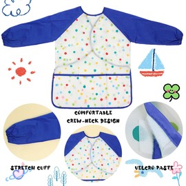 WKRTDY Children's Painting Apron, Painting Gown, Waterproof Children's Painting Apron 2-8 Years, Girls/Boy, Craft Apron, Painting Coat for Children with 3 Pockets for Art, Painting, Cooking,