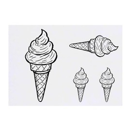 Azeeda 4 x 'Eistüte' Temporäre Tattoos - Wasserfest, Hautfreundlich & Ungiftig · Transfers in Verschiedenen Größen (TO00075290)