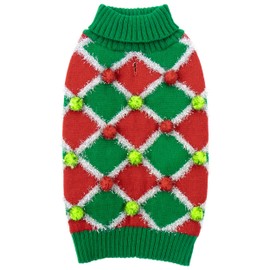 cyeollo Dog Christmas Sweater Large Dog Sweater Turtleneck Dog Sweaters for largeDogs Girl Xmas Knitted Pullover Dog Clothes Holiday Outfit, Green Medium