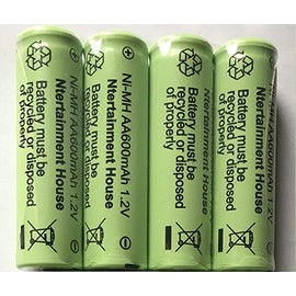 Ntertainment House Set of 4 Solar Light Ni-cd or Ni-Mh Rechargable Batteries for Solar Lights (AA 600mAh Ni-Mh)