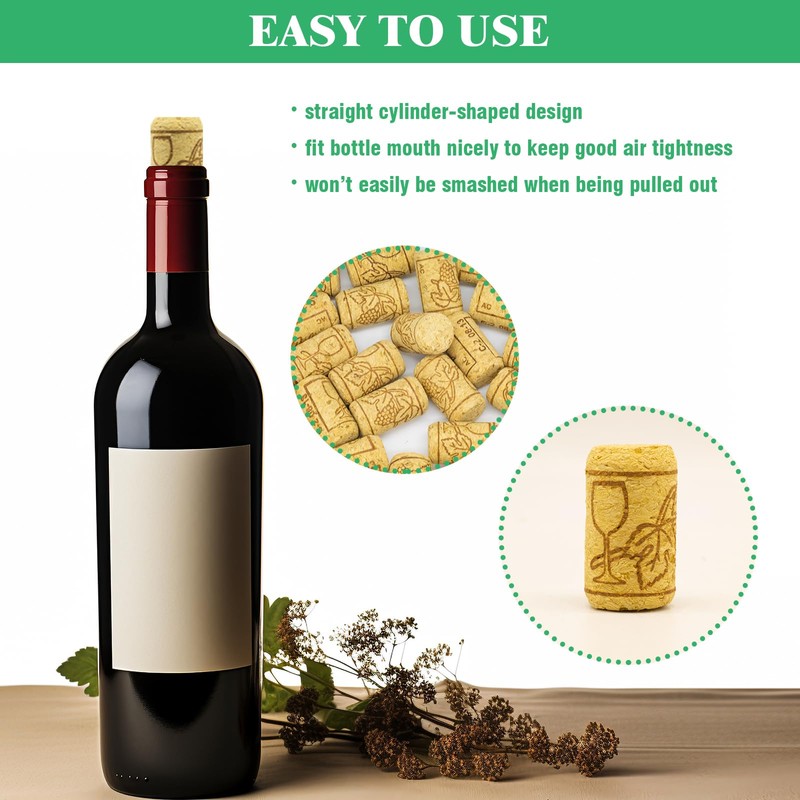 Yauhar 100Pcs #8 Natural Wine Corks Bulk Set, 7/8" x