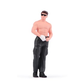 SOUFORCE 1/24 Scale Scene Props Figure Handsome Strong Fitness Man with Sunglasses Miniature Action Figure Model