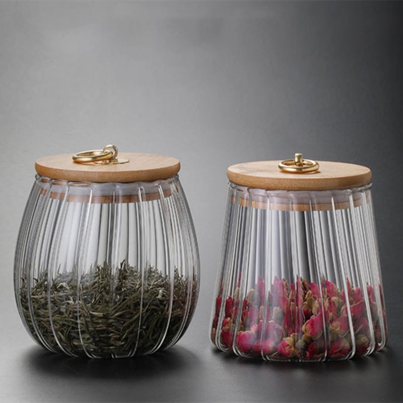 TINGJUNN Glass Coffee and Tea Jar, Airtight Glass Jar ,