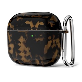 Svanove for Airpods 4 Case Tortoise Shell, Girly Cute Amber Retro Luxury Animal Pattern Airpods 4th Generation Case with Keychain, Aesthetic Y2k Trendy Cool Hard Turtle Shell Airpods Cover for Women