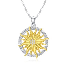 LWXIE Diamond Sun Necklace for Women 925 Sterling Silver Sun Pendant Necklace Diamond Jewelry Gifts for Women Wife Girlfriend