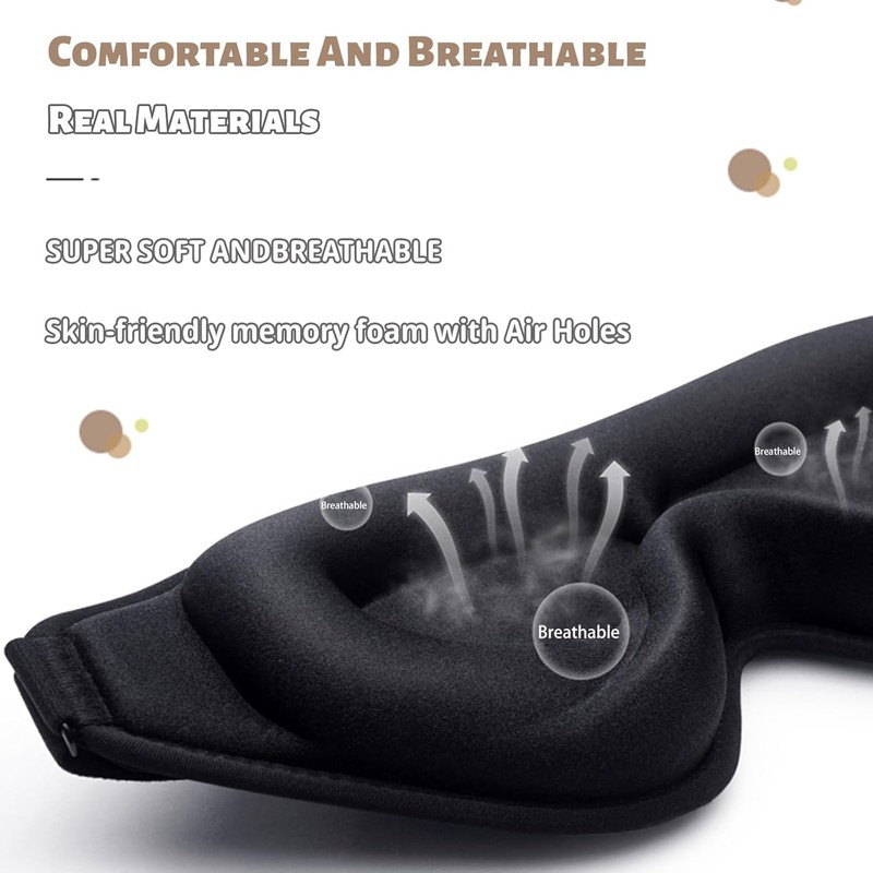 100% Blackout Sleep Masks for Women & Men, Ergonomic Design