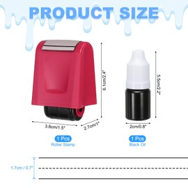 PATIKIL Dashed Handwriting Lines Practice Roller Stamp, Self Inking Line Rolling Stamps Sentence Strips Handwriting Practice for Teachers Classroom Office Home, Rose red