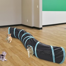 Pet Tunnel Toy, Tunnel Pet Toy, Cat Tunnel Pet Supplies Toy, Cat Tunnel Foldable 3-Tunnel Set, Chew Toy for Puppies, Rabbits, Ferrets, etc. with Ball (Blue)