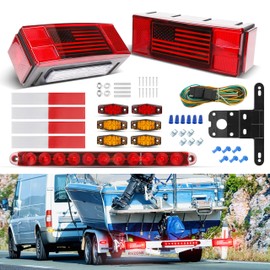 RVZONE LED Trailer Lights Kit for Utility IP68 Waterproof Boat Trailer Lights and Wiring Kit w/License Plate Lights Brake Lighting Marker Lighting, for Boat Truck RV
