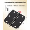 Black Door Hinges - 12 Pack 3.5 Inch Rounded with