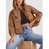 Tankaneo Women Casual Cropped Jackets Zip Up Lightweight Military Safari