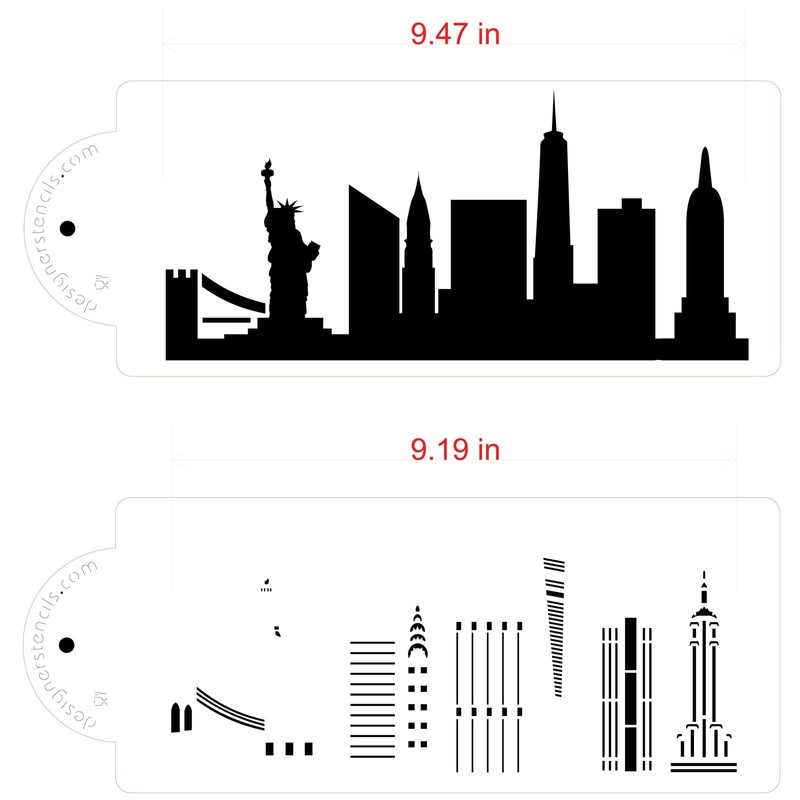 New York City Detailed Skyline Cake Stencil Side C1000 by