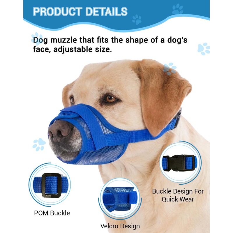Dog Muzzle 2 Pack, Soft Mesh Breathable Muzzles for Small