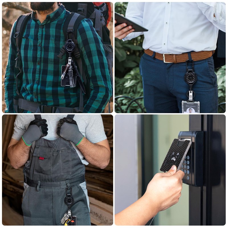 MNGARISTA Retractable Badge Holder, Carbon Fiber ID Badge Reel Strong,Retractable
